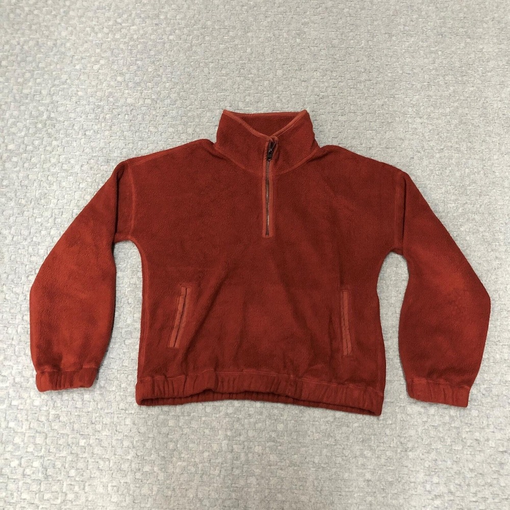 Abercrombie & Fitch Fleece Pullover Mens Small Red Quarter Zip Pockets Cozy
